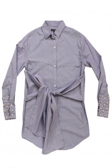 Belted Shirt with Studded Cuffs
